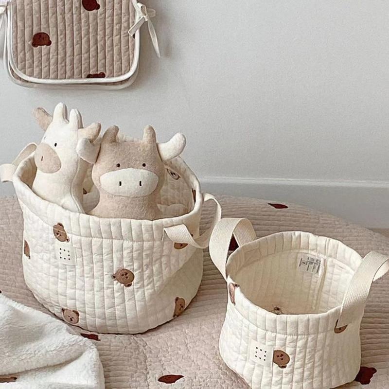 Baby Clothing Basket - Schattige beer borduurwerk luiertas luier organisator