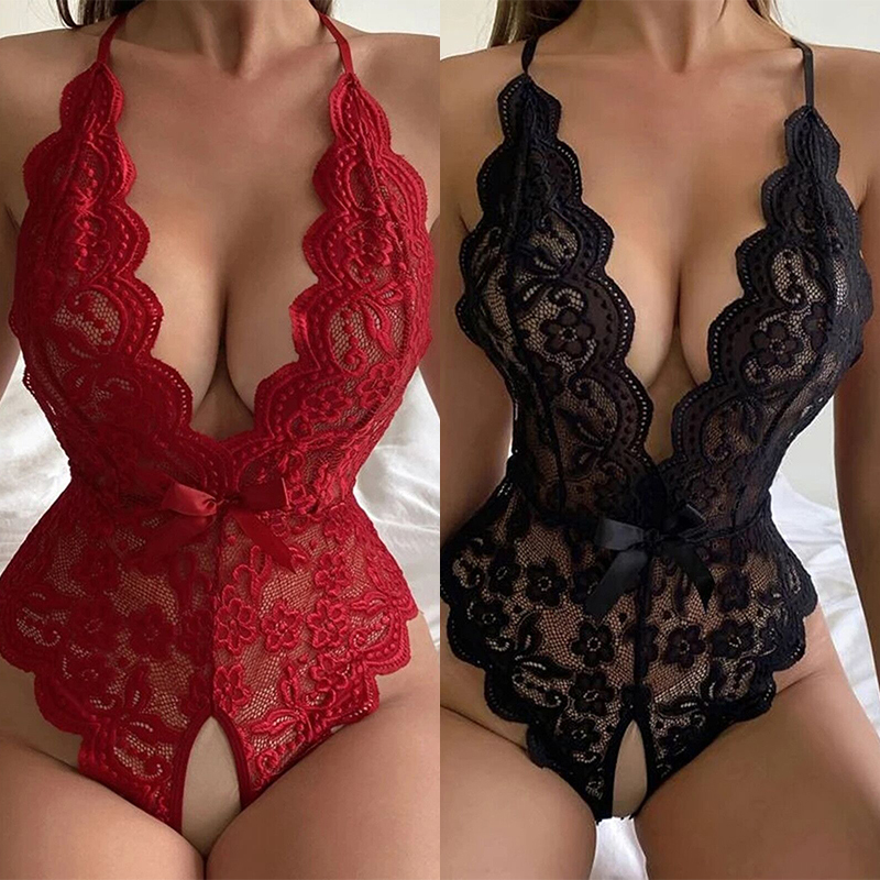 Baby Clothing Model - Crotchless Rood Sexy Ondergoed Vrouwen Kant